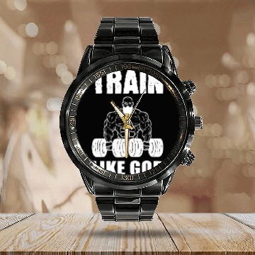 Discover Train Like God Gym Instructor Gift Calendar Steel Band Watch