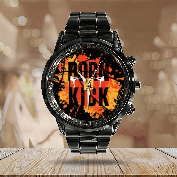 Discover Born to Kick - Motivational karate design Calendar Steel Band Watch