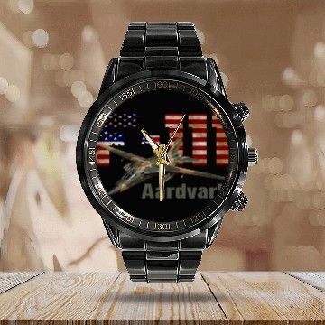 Discover F 111 Aardvark US AIrforce Calendar Steel Band Watch