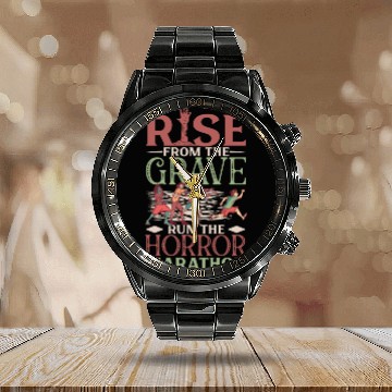 Discover Horror Zombie Runner Half Marathon Running Jogging Calendar Steel Band Watch