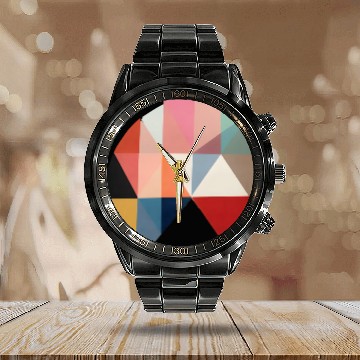 Discover Floral Modern Geometric Mid Century Calendar Steel Band Watch