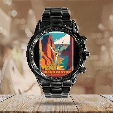 Discover Grand Canyon National Park Arizonna Vintage Calendar Steel Band Watch