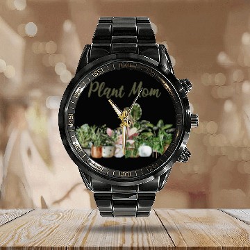 Discover plant mom; pot plants; plants; green thumb; mom; Calendar Steel Band Watch