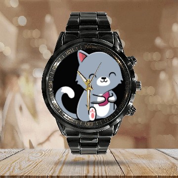 Discover Cat Sweet Potato Calendar Steel Band Watch