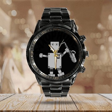 Discover Saxophone Robot Text Calendar Steel Band Watch