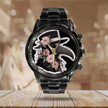 Discover Cute Floral Plague Doctor Calendar Steel Band Watch