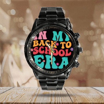 Discover In My Back To School Era Calendar Steel Band Watch