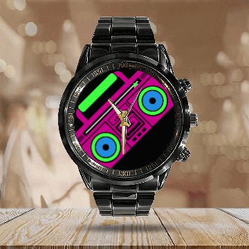 Discover 80s Boombox Calendar Steel Band Watch