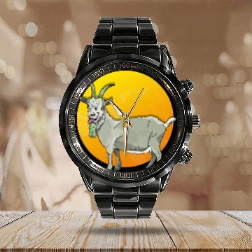 Discover Goat With A Green Beard Calendar Steel Band Watch