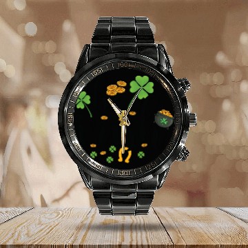 Discover Be Irish Four Leaf Clover Irish Ireland Calendar Steel Band Watch