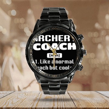 Discover Outdoor Hunting Bow Arrow Funny Archery Coach Calendar Steel Band Watch