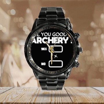 Discover Funny Archery Saying Outdoor Hunting Bow Arrow Calendar Steel Band Watch