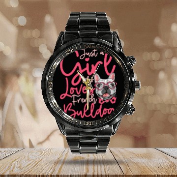 Discover Loves french bulldog Calendar Steel Band Watch