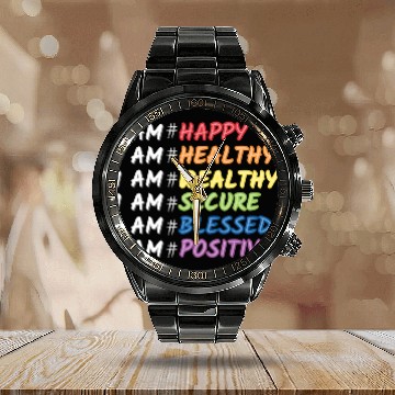 Discover Daily Motivational Affirmation Mantra Self Love Calendar Steel Band Watch