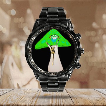Discover Green Mushroom Calendar Steel Band Watch