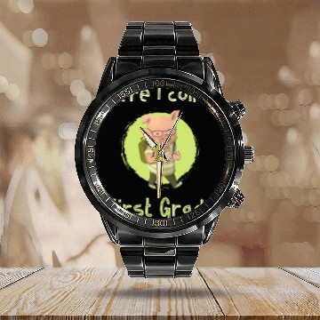 Discover Back to school First Grade Calendar Steel Band Watch