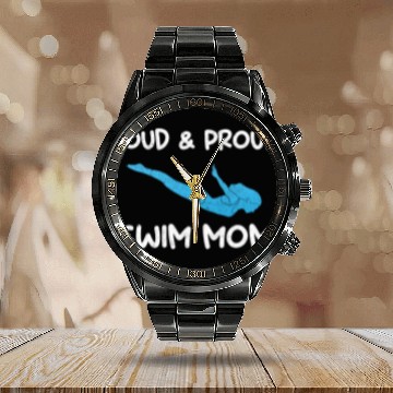 Discover Loud & Proud Swim Mom Swim Coach Calendar Steel Band Watch