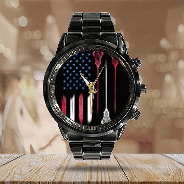 Discover Us Flag Colors Lax Usa Lacrosse Calendar Steel Band Watch