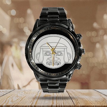 Discover Colombian San Agustin Pre Columbus Indigenous Calendar Steel Band Watch