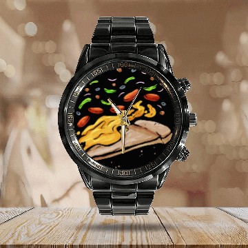 Discover I Love Pizza With A Heart Of Pizza Calendar Steel Band Watch