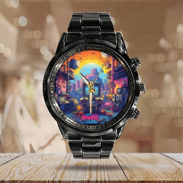 Discover Retro Gaming Paradise: Embrace the Pixelated Past! Calendar Steel Band Watch