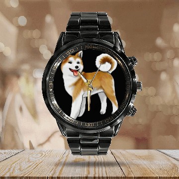 Discover Akita Light Faced Tan Calendar Steel Band Watch