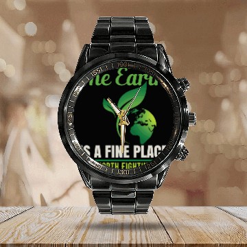 Discover Earth Is A Fine Place Nature Protection Climate Calendar Steel Band Watch