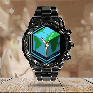 Discover Cube Earth Community Calendar Steel Band Watch