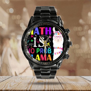 Discover Math Is No Prob-Llama Teacher Student First Day Calendar Steel Band Watch