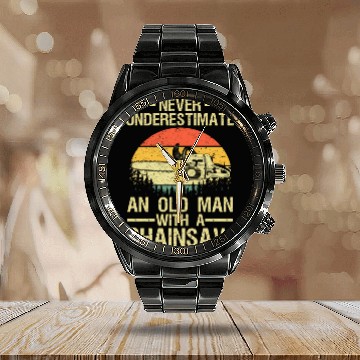 Discover Lumberjack For Dad Logger Arborist Chainsaw Calendar Steel Band Watch