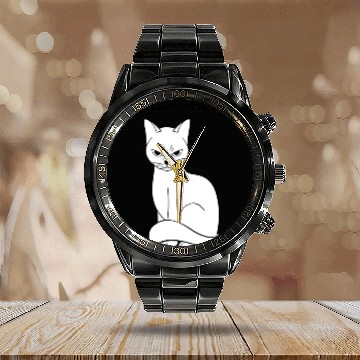Discover do I look amused? cute cat , funny cat,angry cat Calendar Steel Band Watch