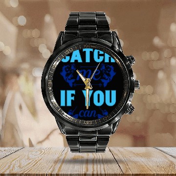 Discover Catch me if you can; Fish Calendar Steel Band Watch
