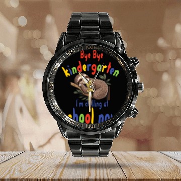 Discover School kid, first grade, chill at school Calendar Steel Band Watch