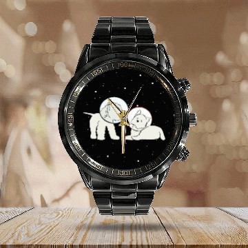 Discover Space corgis classic Calendar Steel Band Watch
