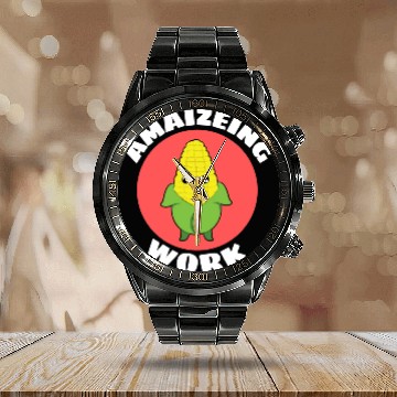Discover Amaizeing Work Plant Pun Calendar Steel Band Watch