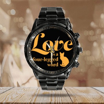 Discover Love Is A Four Legged Word Pet Cat Lover Novelty Calendar Steel Band Watch