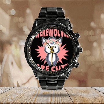 Discover Cute Halloween Werewolf For Trick Or Treat Calendar Steel Band Watch