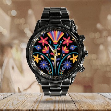 Discover Flower Painting Calendar Steel Band Watch
