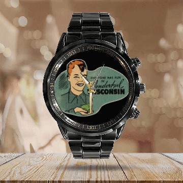 Discover Vintage Wisconsin Tourist Frog Weird Kid Calendar Steel Band Watch
