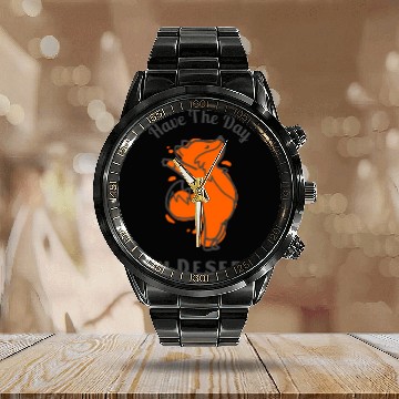Discover Have The Day You Deserve, red fox, animal Calendar Steel Band Watch