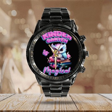 Discover Enchanting Kindergarten Owl - Kindergarten is Magi Calendar Steel Band Watch