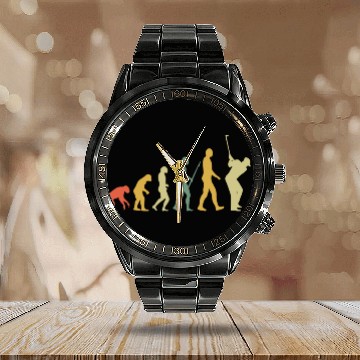 Discover Golf Player Evolution Golf Club Golfer Golf Retro Calendar Steel Band Watch