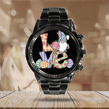 Discover Love Easter Sped Teacher Gnomes Teacher Easter 202 Calendar Steel Band Watch
