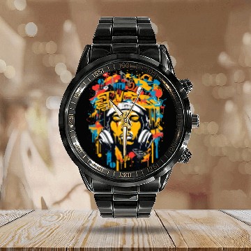 Discover Hip-hop, music, rap, rapper, sound, gift Calendar Steel Band Watch