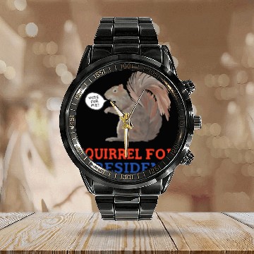 Discover Squirrel For President Calendar Steel Band Watch