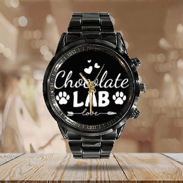 Discover Chocolate Lab Love Calendar Steel Band Watch