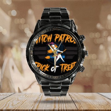 Discover Witch Patrol: Trick or Treat! Policeman Halloween Calendar Steel Band Watch