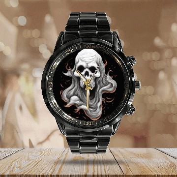 Discover Eerie Halloween Ghoul Art, Spooky Season Delight 3 Calendar Steel Band Watch