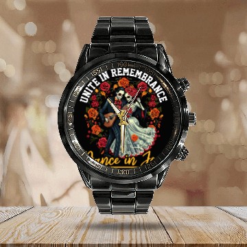 Discover Dia De Los Muertos Sugar Skull Mexican Holiday Calendar Steel Band Watch