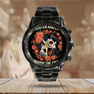 Discover Dia De Los Muertos Sugar Skull Mexican Holiday Calendar Steel Band Watch
